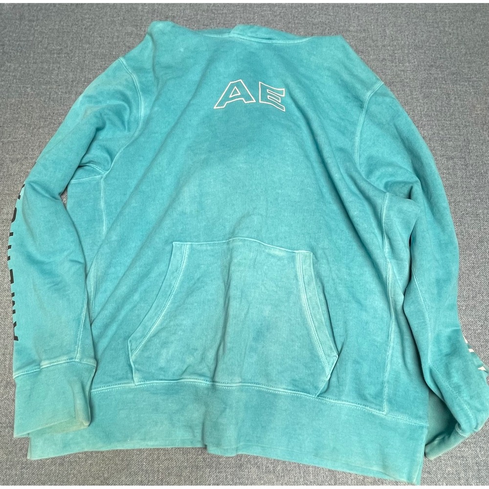 American Eagle Teal Blue AE Logo Graphic Sleeve Crewneck Sweatshirt XXL